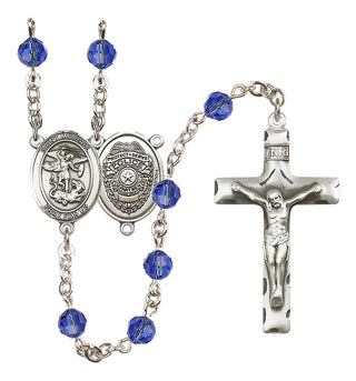 Sterling Silver 6mm Saint Michael the Archangel/Policeman Rosary