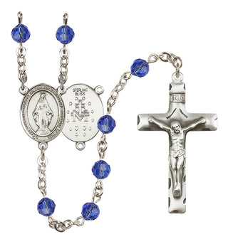 Sterling Silver 6mm Miraculous  Engraved Catholic Rosaries
