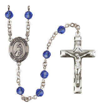 Sterling Silver 6mm Austrian Crystal San Peregrino Rosary in Sapphire