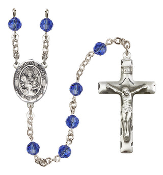 Sterling Silver 6mm Austrian Crystal San Ramon Nonato Rosary in Sapphire