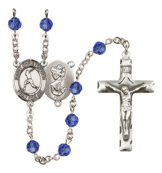 Sterling Silver 6mm Saint Christopher/Baseball Rosary