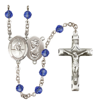 Sterling Silver 6mm Saint Christopher/Water Polo Men Rosary