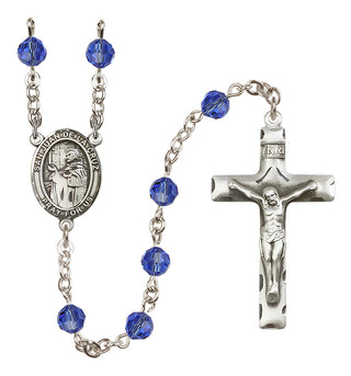 Sterling Silver 6mm Austrian Crystal San Juan de la Cruz Rosary in Sapphire