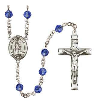 Sterling Silver 6mm Austrian Crystal Saint Rachel Rosary in Sapphire