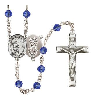 Sterling Silver 6mm Saint Christopher/Soccer Rosary