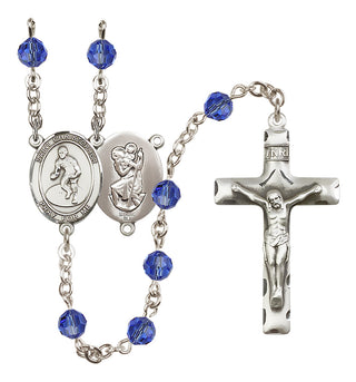 Sterling Silver 6mm Saint Christopher/Wrestling Rosary