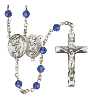 Sterling Silver 6mm Saint Christopher/Track&Field-Men Rosary
