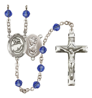 Sterling Silver 6mm Saint Christopher/Gymnastics Rosary