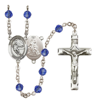 Sterling Silver 6mm Guardian Angel/Hockey Rosary
