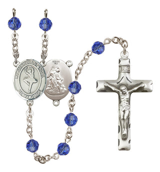 Sterling Silver 6mm Austrian Crystal Guardian Angel/Dance Rosary in Sapphire