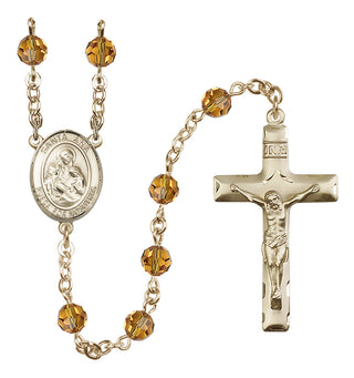 14 Karat Gold-Filled 6mm Austrian Crystal Santa Ana Rosary in Topaz