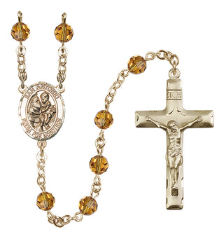 14 Karat Gold-Filled 6mm Austrian Crystal San Antonio Rosary in Topaz