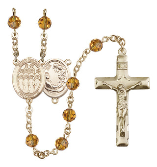 14 Karat Gold-Filled 6mm Austrian Crystal Saint Cecilia / Choir Rosary in Topaz