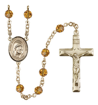 14 Karat Gold-Filled 6mm Austrian Crystal Saint Teresa of Calcutta Rosary in Topaz