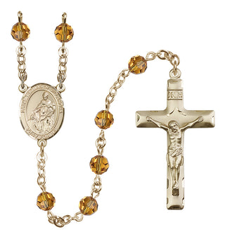 14 Karat Gold-Filled 6mm Austrian Crystal Saint Thomas of Villanova Rosary in Topaz