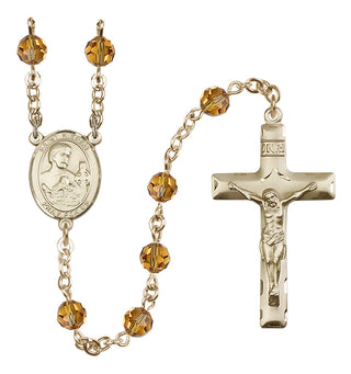 14 Karat Gold-Filled 6mm Austrian Crystal Saint Kieran Rosary in Topaz