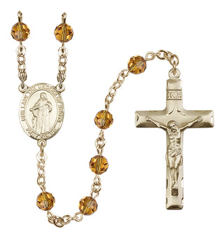 14 Karat Gold-Filled 6mm Austrian Crystal Our Lady the Undoer of Knots Rosary in Topaz