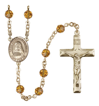 14 Karat Gold-Filled 6mm Austrian Crystal Saint Pauline Visintainer Rosary in Topaz