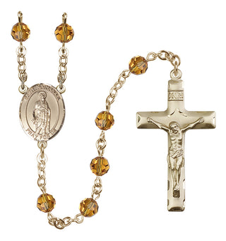 14 Karat Gold-Filled 6mm Austrian Crystal Saint Nathanael Rosary in Topaz