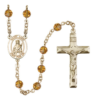 14 Karat Gold-Filled 6mm Austrian Crystal Saint Lucy Rosary in Topaz