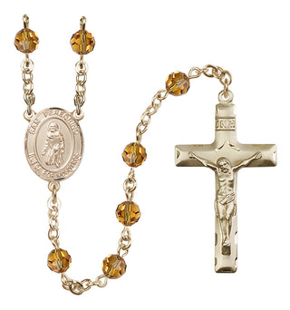 14 Karat Gold 6mm Austrian Crystal San Peregrino Rosary in Topaz