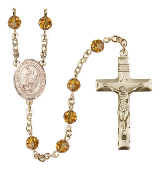 14 Karat Gold 6mm Austrian Crystal San Martin Caballero Rosary in Topaz