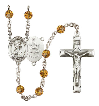 Sterling Silver 6mm Saint Christopher / Army Rosary
