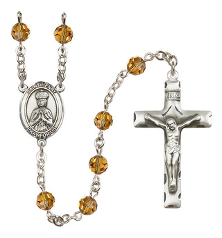 Sterling Silver 6mm Austrian Crystal Saint Henry II Rosary in Topaz