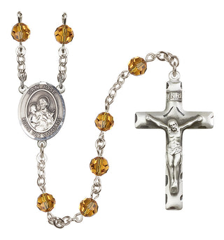Sterling Silver 6mm Austrian Crystal San Jose Rosary in Topaz