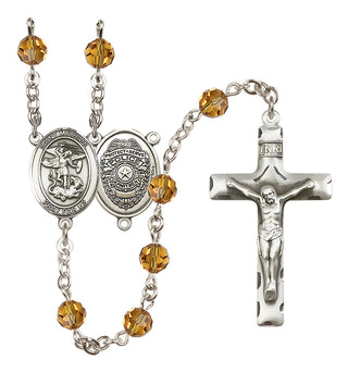 Sterling Silver 6mm Saint Michael the Archangel/Policeman Rosary