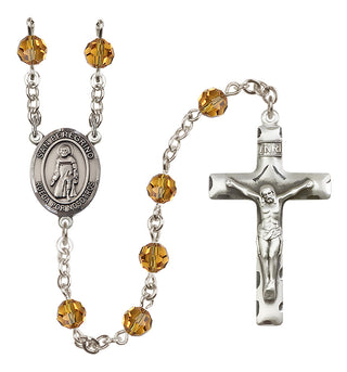 Sterling Silver 6mm Austrian Crystal San Peregrino Rosary in Topaz