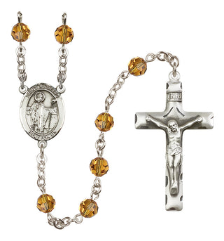 Sterling Silver 6mm Austrian Crystal Saint Richard Rosary in Topaz