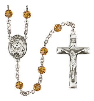 Sterling Silver 6mm Austrian Crystal Saint Julie Billiart Rosary in Topaz