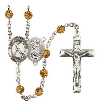 Sterling Silver 6mm Saint Christopher/Baseball Rosary