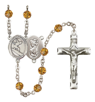 Sterling Silver 6mm Saint Christopher/Surfing Rosary