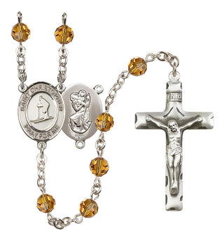 Sterling Silver 6mm Saint Christopher / Skiing Rosary