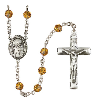 Sterling Silver 6mm Austrian Crystal San Juan de la Cruz Rosary in Topaz