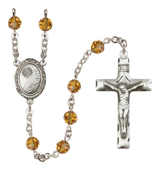 Sterling Silver 6mm Footprints / Cross  Engraved Catholic Rosaries
