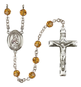 Sterling Silver 6mm Austrian Crystal Saint Matilda Rosary in Topaz