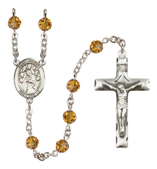 Sterling Silver 6mm Austrian Crystal Saint Felicity Rosary in Topaz