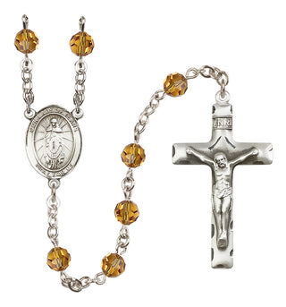 Sterling Silver 6mm Austrian Crystal Our Lady of Tears Rosary in Topaz