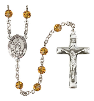 Sterling Silver 6mm Austrian Crystal Our Lady of Assumption Rosary in Topaz