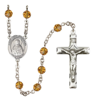 Sterling Silver 6mm Austrian Crystal Saint Lydia Purpuraria Rosary in Topaz