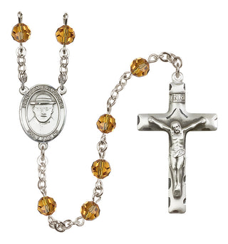 Sterling Silver 6mm Saint Damien of Molokai  Engraved Catholic Rosaries