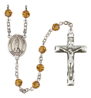 Sterling Silver 6mm Austrian Crystal Our Lady of Kibeho Rosary in Topaz
