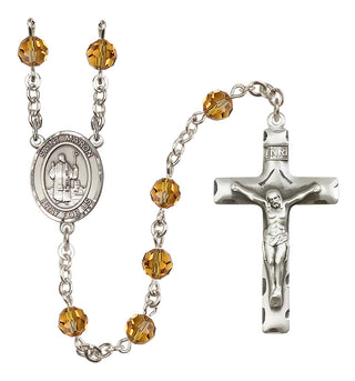 Sterling Silver 6mm Austrian Crystal Saint Maron Rosary in Topaz