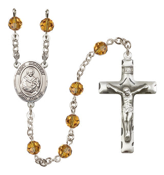 Sterling Silver 6mm Austrian Crystal Saint Norbert of Xanten Rosary in Topaz