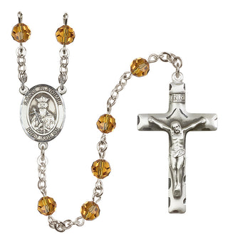 Sterling Silver 6mm Austrian Crystal Saint Vladimir Rosary in Topaz