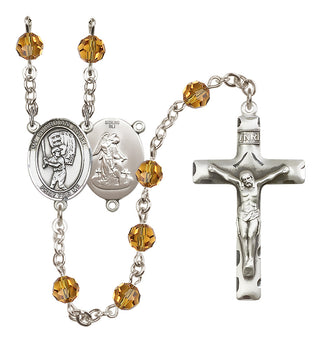 Sterling Silver 6mm Guardian Angel/Baseball Rosary