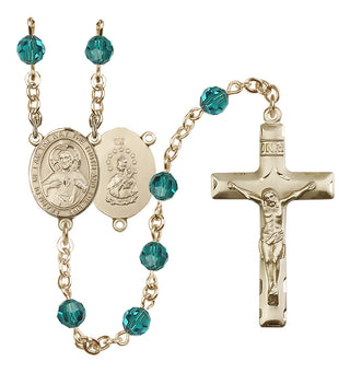 14 Karat Gold-Filled 6mm Austrian Crystal Scapular Rosary in Zircon